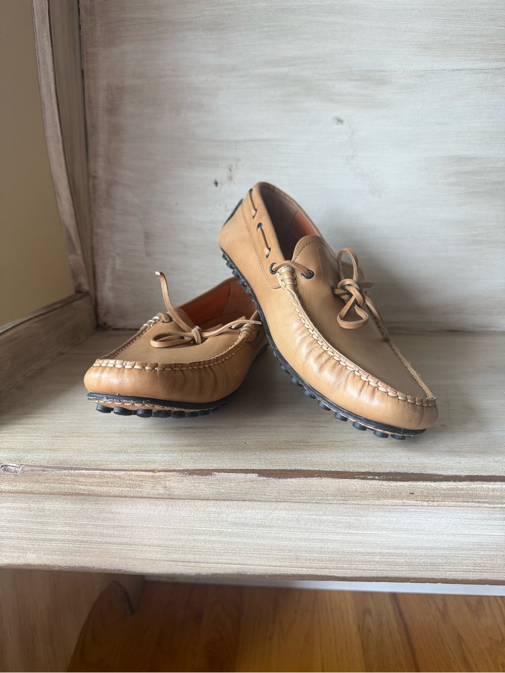 NWOT Mens Arfango Firenze Tan Leather Driving Shoe Loafer Moccasin Size 9.5/10